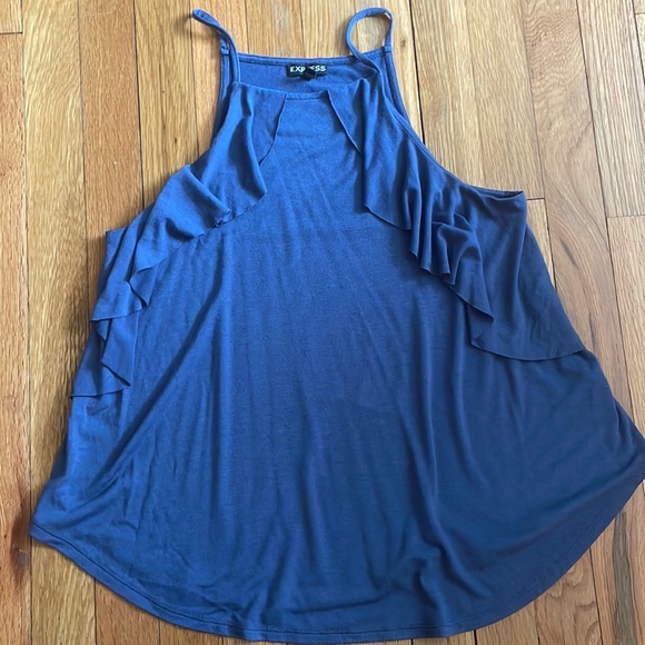 Express Dusty Blue Ruffle Tank Top size medium - Picture 1 of 6
